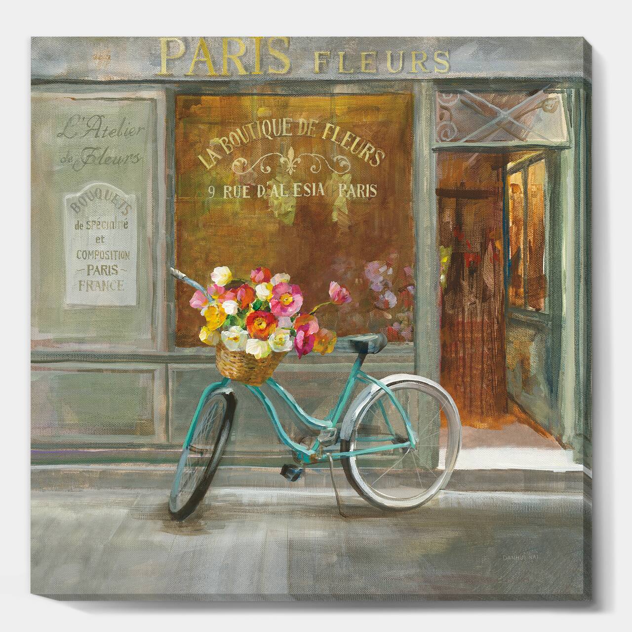 Designart - Paris French Flowershop - Traditional Gallery-wrapped Canvas